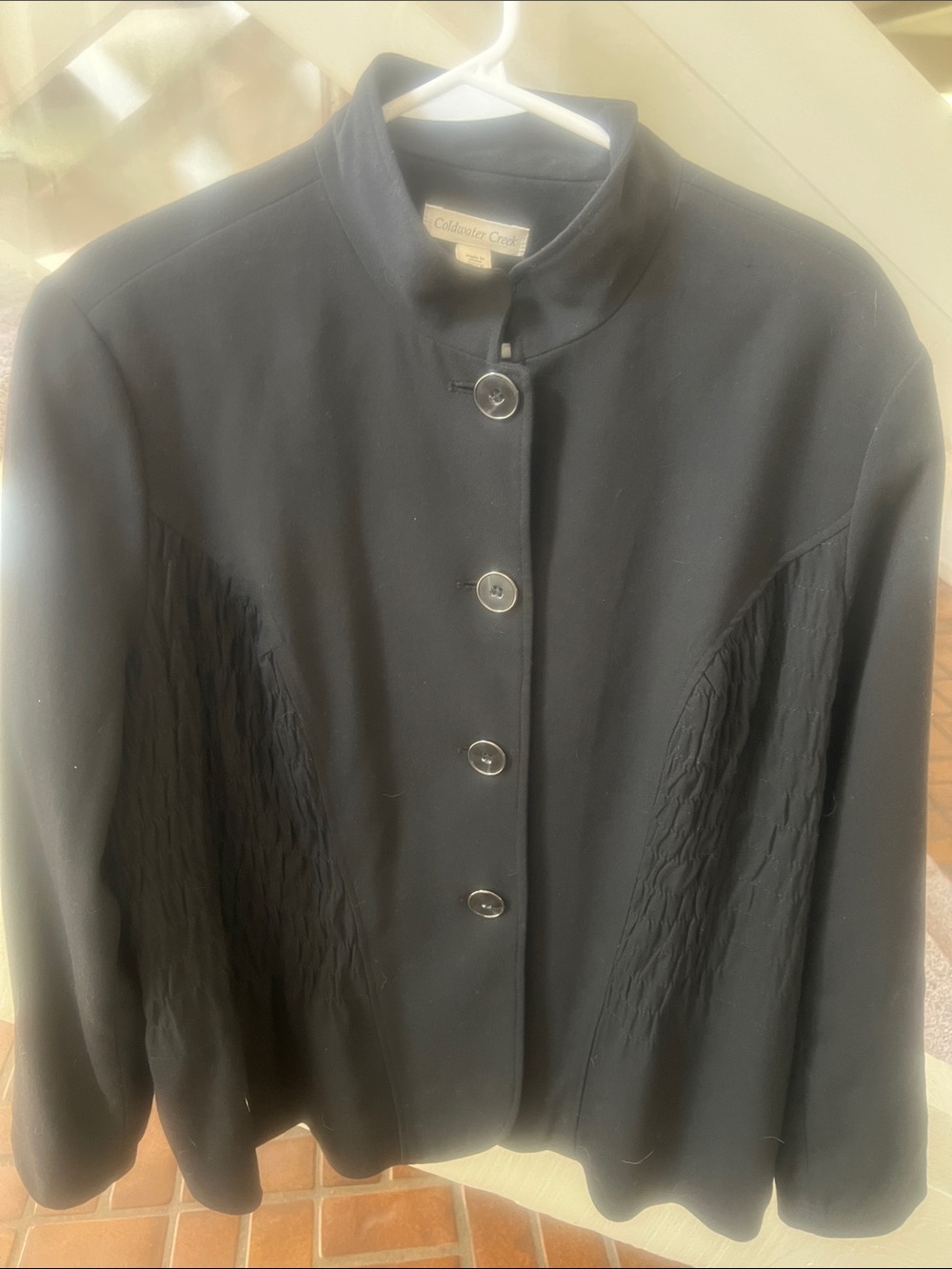 Coldwater Creek Black Button-Front Stand Collar Jacket